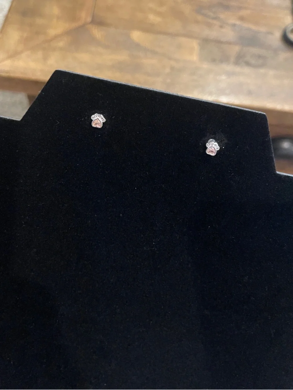 Kids Pink Paw Print Stud Earrings - Cute Animal Jewelry N60